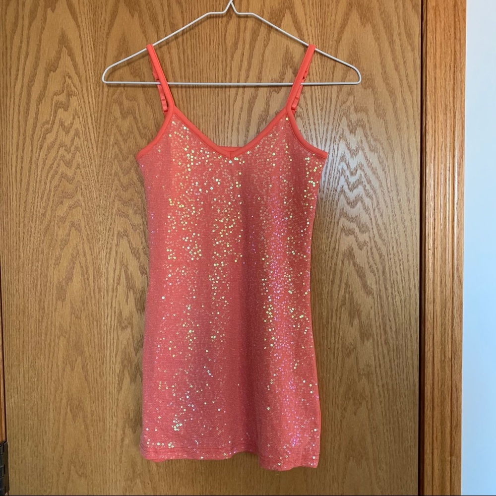 NWT Vanity Sparkly Peach Tank Top